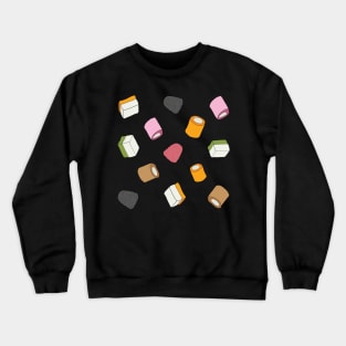 Dolly Mixture/Pick and Mix Sweets Colourful Pattern on Black Crewneck Sweatshirt